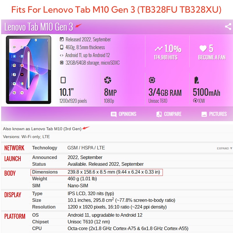 For Lenovo Tab M10 3rd Gen 10. - Tablet Cover Accessories 评论和价格